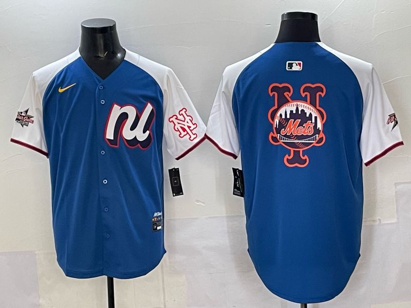 Men New York Mets Blank Blue All star 2025 Nike MLB Jersey style 05